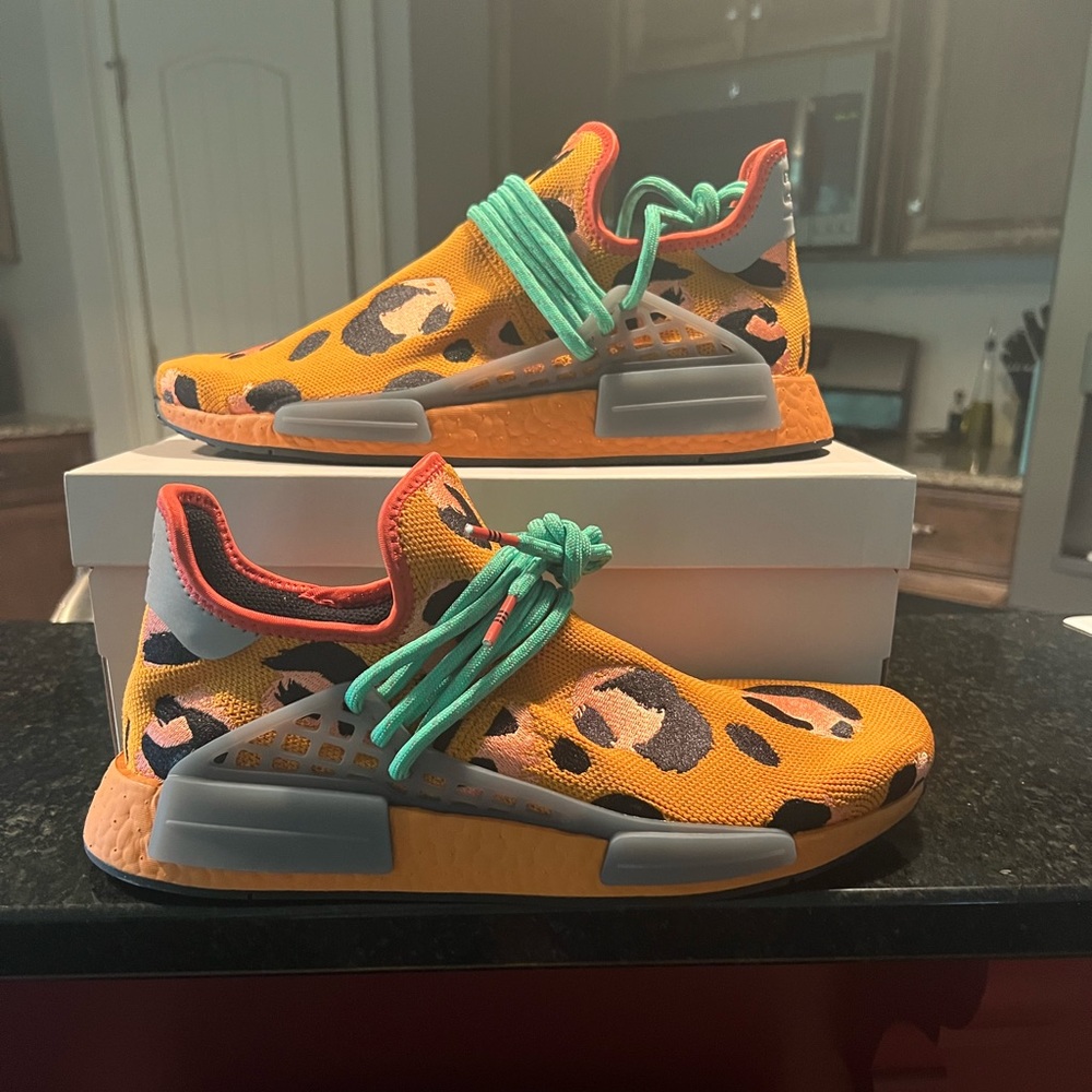 Size 10 Adidas HU NMD animal print